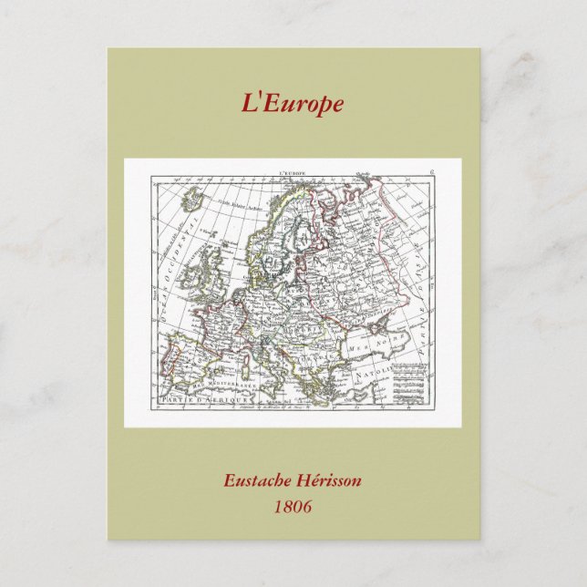 Cartão Postal Mapa de 1806 - L'Europe (Frente)