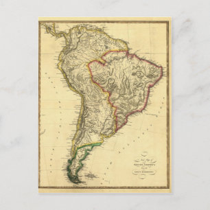 Cartão Postal Mapa de 1817 da América do Sul