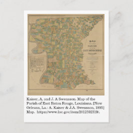Cartão Postal Mapa de 1895 da Paróquia de East Baton Rouge, LA