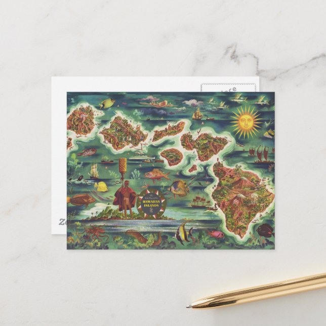 Cartão Postal Mapa de 1950 da pintura a óleo de Joseph Feher no  (Frente/Verso In Situ)