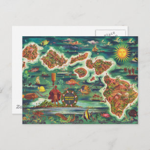 Cartão Postal Mapa de 1950 da pintura a óleo de Joseph Feher no