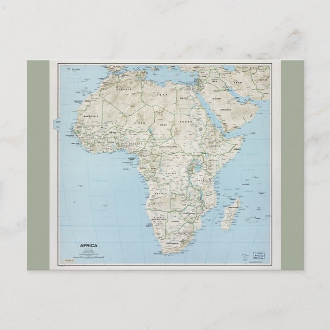 Cartão Postal Mapa de África (1977) (Frente)