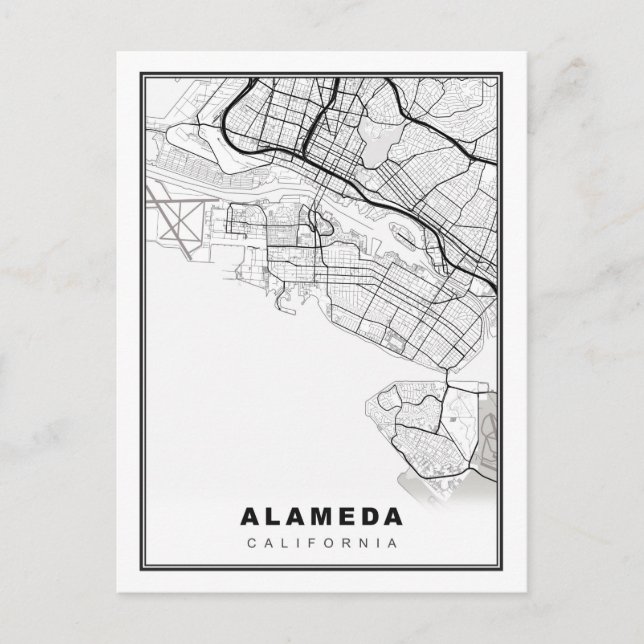 Cartão Postal Mapa de Alameda (Frente)
