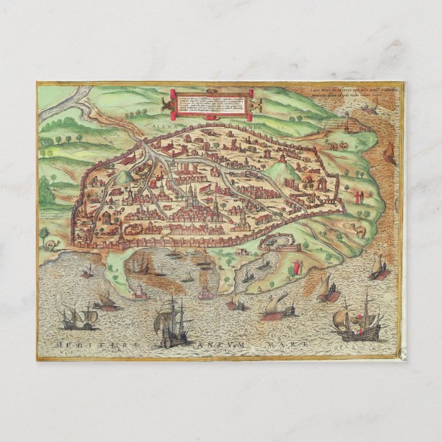Cartão Postal Mapa de Alexandria (Frente)