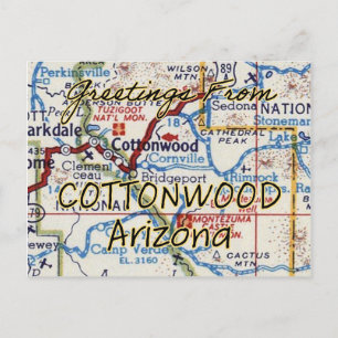 Cartão Postal Mapa de Algodão AZ Vintage