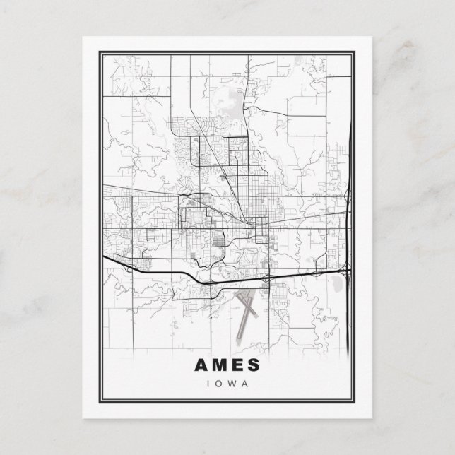 Cartão Postal Mapa de Ames (Frente)