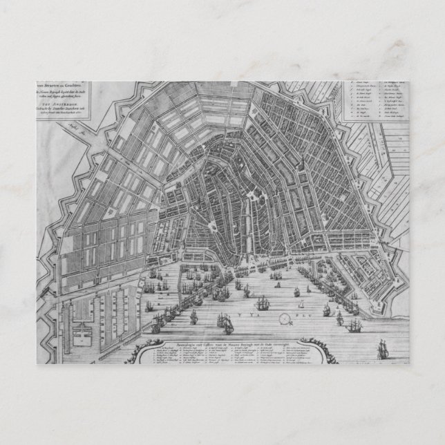 Cartão Postal Mapa de Amesterdã, 1662 (Frente)