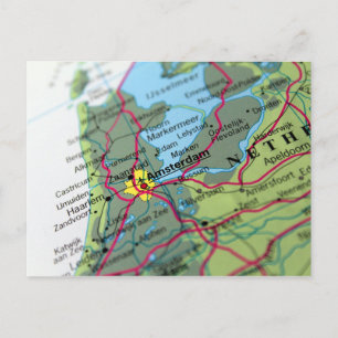 Cartão Postal Mapa de Amsterdã, Holanda