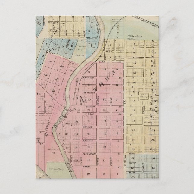Cartão Postal Mapa de Anoka, Condado de Anoka, Minnesota (Frente)