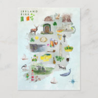 Mapa de Aquarelas Ilustrado da Arte da Irlanda