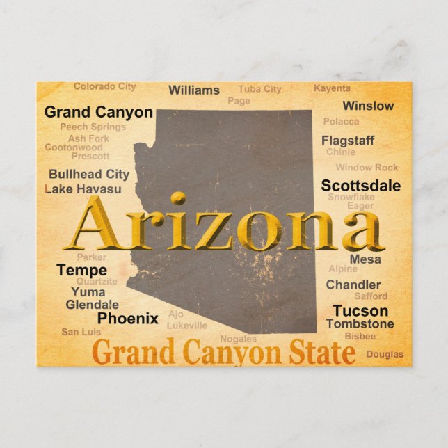 Cartão Postal Mapa de arizona envelhecido (Frente)