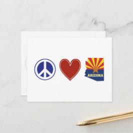 Cartão Postal Mapa de Arizonas do Peace Love Sinalizador de Esta