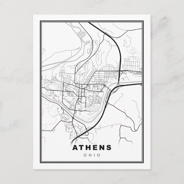 Cartão Postal Mapa de Atenas (Frente)