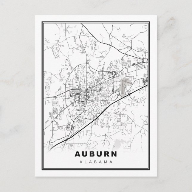 Cartão Postal Mapa de Auburn (Frente)