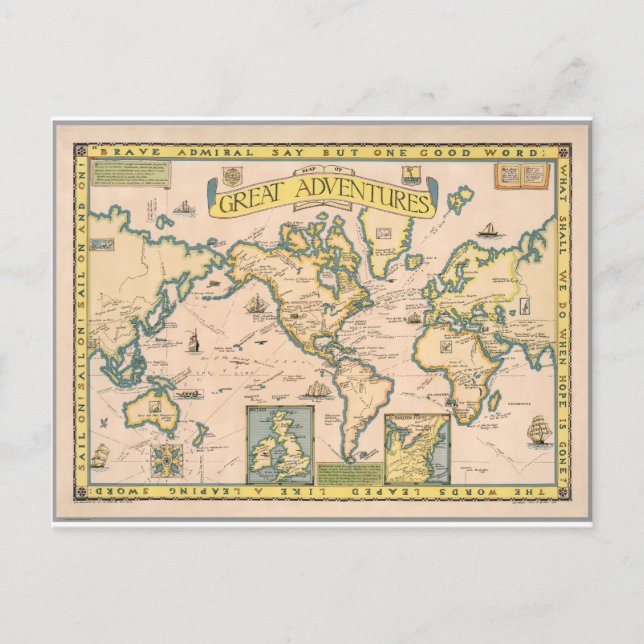Cartão Postal Mapa de Aventuras de Excelente (Frente)