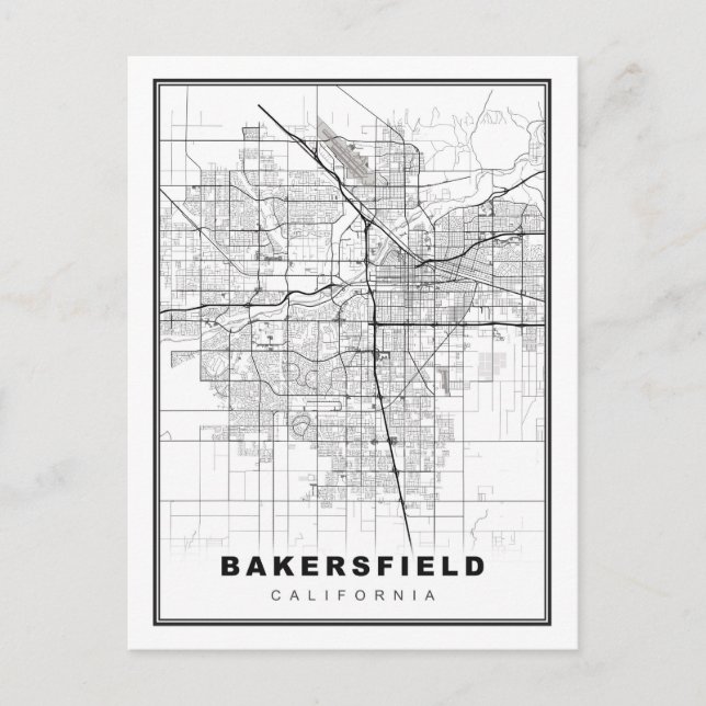 Cartão Postal Mapa de Bakersfield (Frente)