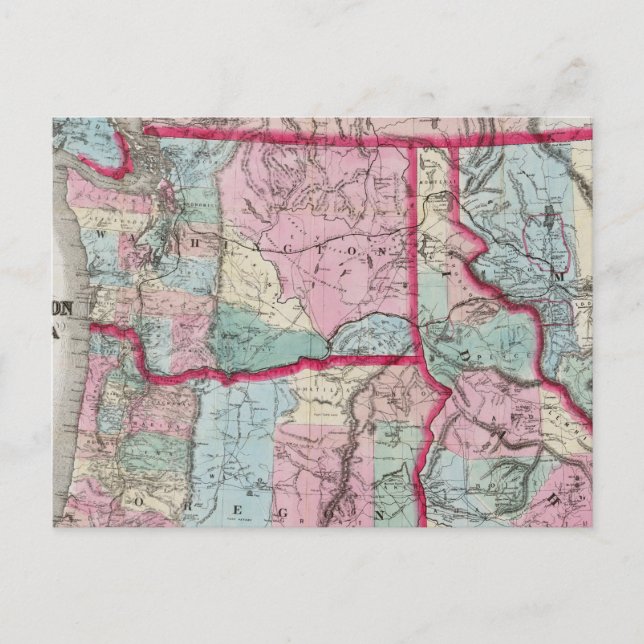Cartão Postal Mapa de Bancroft em Oregon, Washington, Idaho (Frente)