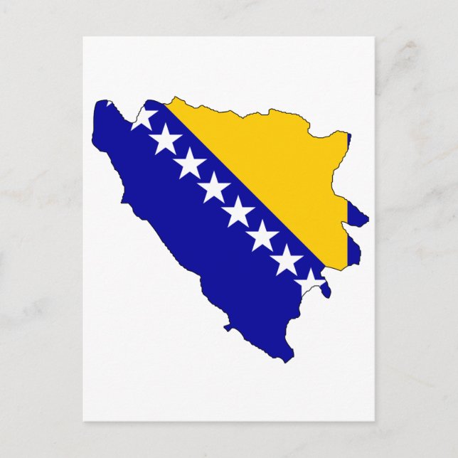 Cartão Postal Mapa de bandeira da Bósnia-Herzegovina (Frente)