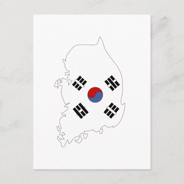 Cartão Postal Mapa de bandeira da Coreia do Sul (Frente)