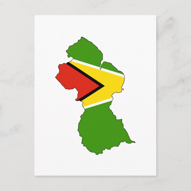 Cartão Postal Mapa de bandeira da Guiana (Frente)