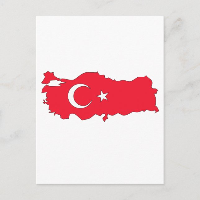 Cartão Postal Mapa de bandeira da Turquia (Frente)
