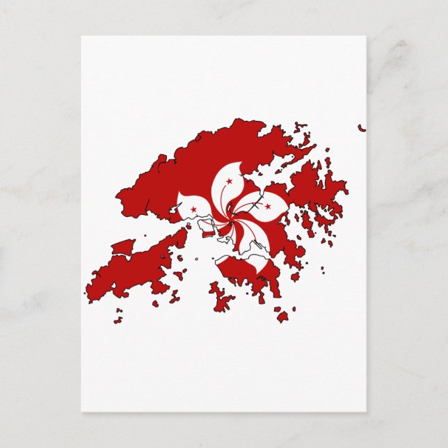 Cartão Postal Mapa de bandeira de Hong Kong (Frente)