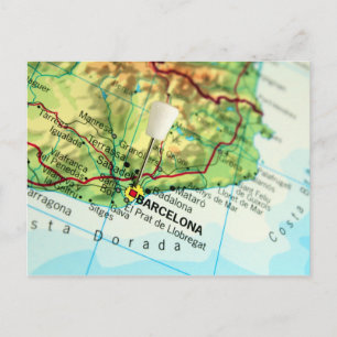 Cartão Postal Mapa de Barcelona, Espanha