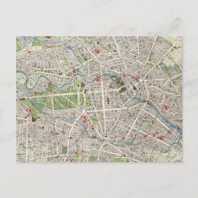 Cartão Postal Mapa de Berlim Alemanha (1905) (Frente)