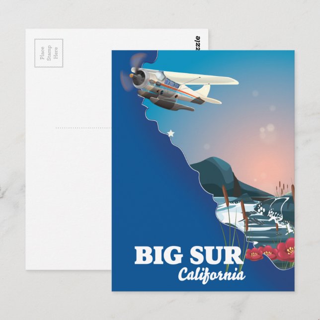 Cartão Postal Mapa de Big Sur Califórnia (Frente/Verso)