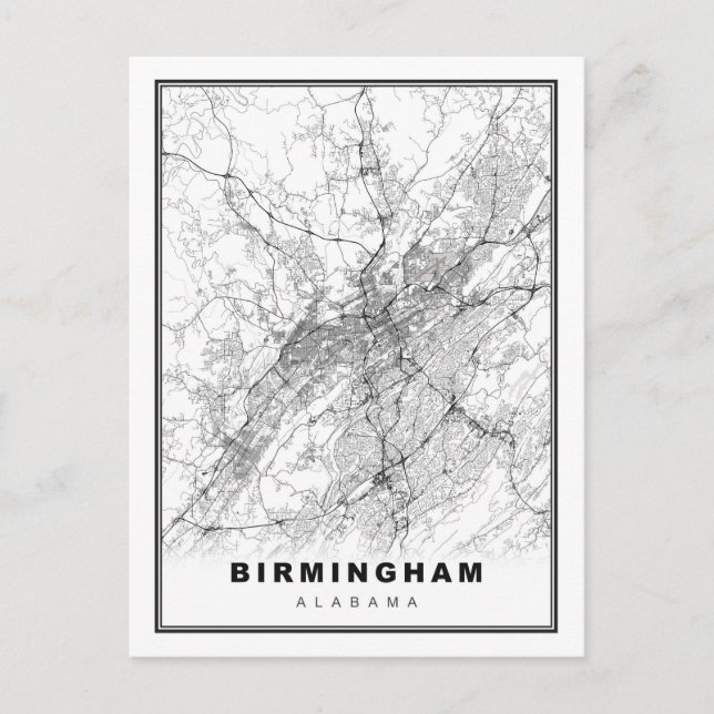 Cartão Postal Mapa de Birmingham (Frente)