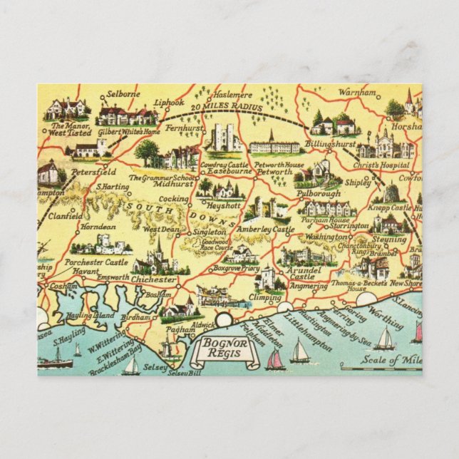 Cartão Postal Mapa de Bognor England Mug (Frente)