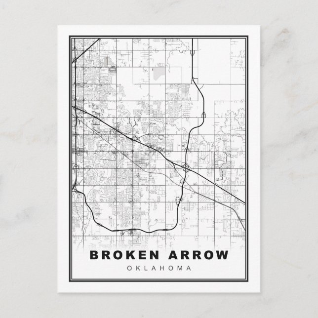 Cartão Postal Mapa de Broken Arrow (Frente)