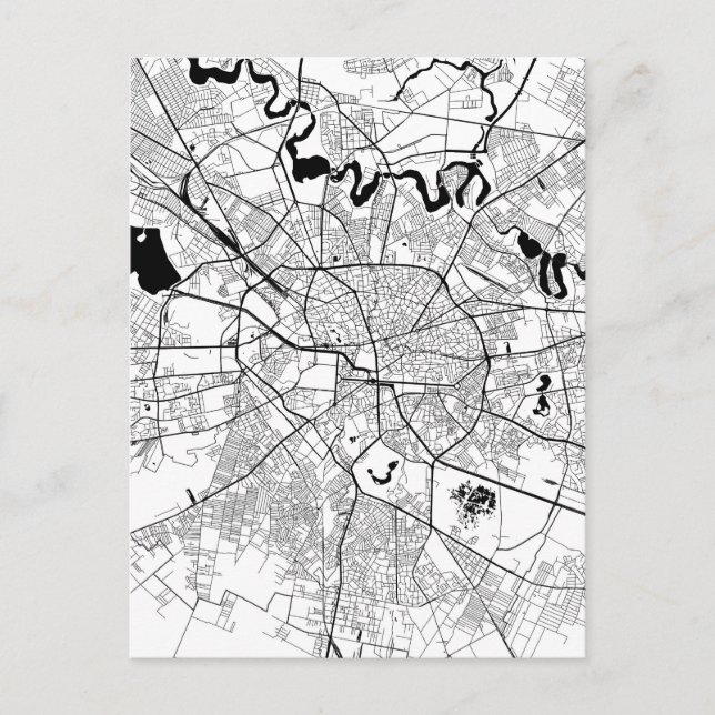 Cartão Postal Mapa de Bucareste Romênia (Frente)