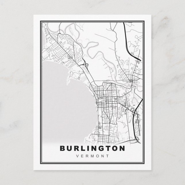 Cartão Postal Mapa de Burlington (Frente)