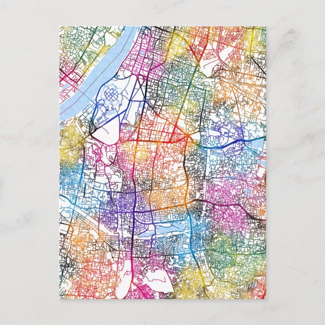 Cartão Postal Mapa de Calcutá em Bengala Ocidental (Frente)