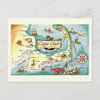 Cartão Postal Mapa de Cape Cod MA