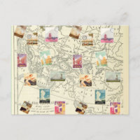 Mapa de Carimbos de Viagem de Ephemera de Decoupag