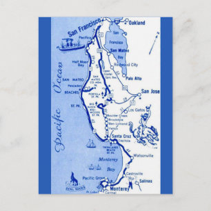 Cartão Postal Mapa de Carmel para San Francisco