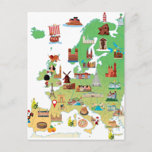 Cartão Postal Mapa de Cartoons da Europa