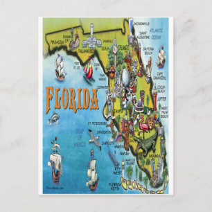 Cartão Postal Mapa de Cartoons da Flórida