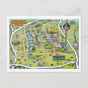 Cartão Postal Mapa de Cartoons de San Antonio centro