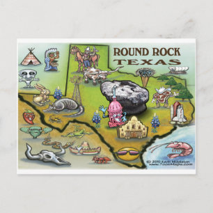 Cartão Postal Mapa de Cartoons do Round Rock Texas