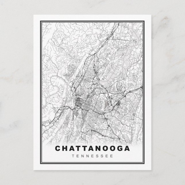 Cartão Postal Mapa de Chattanooga (Frente)