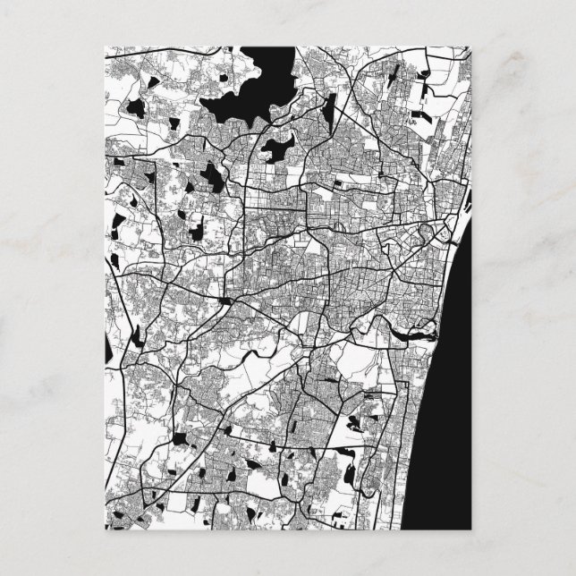 Cartão Postal Mapa de Chennai Tamil Nadu (Frente)