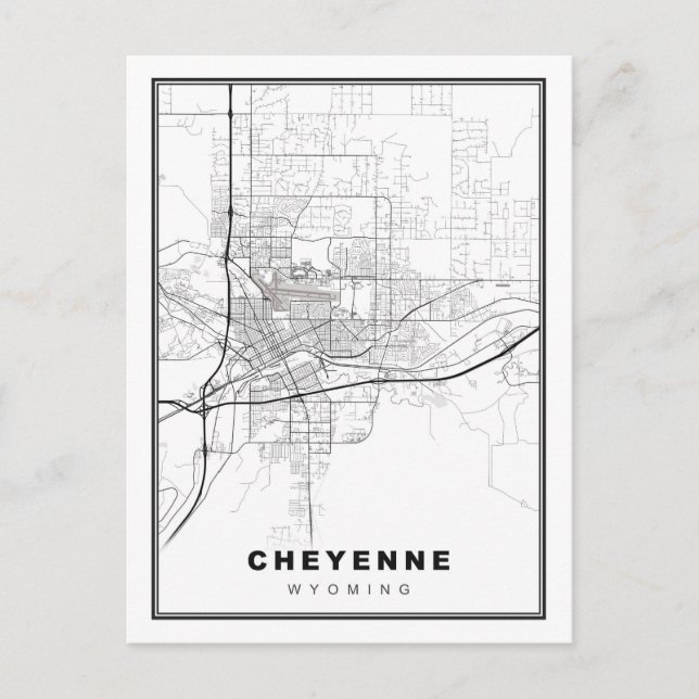 Cartão Postal Mapa de Cheyenne (Frente)