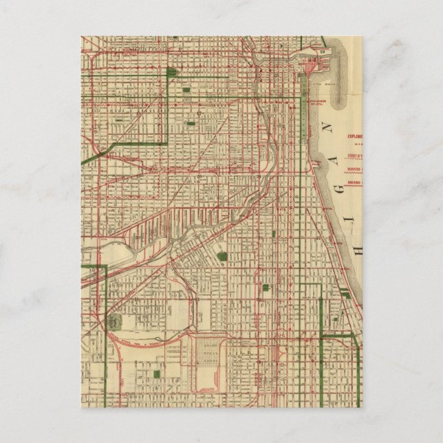 Cartão Postal Mapa de Chicago de Blanchard (Frente)