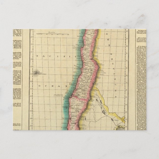 Cartão Postal Mapa De Chili (Frente)