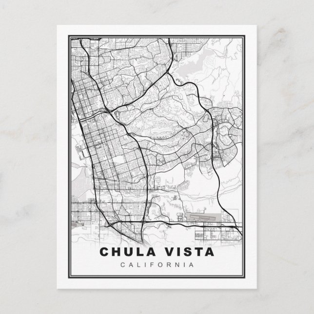 Cartão Postal Mapa de Chula Vista (Frente)