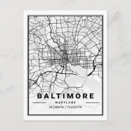 Cartão Postal Mapa de Cidade de Viagem nos EUA de Baltimore