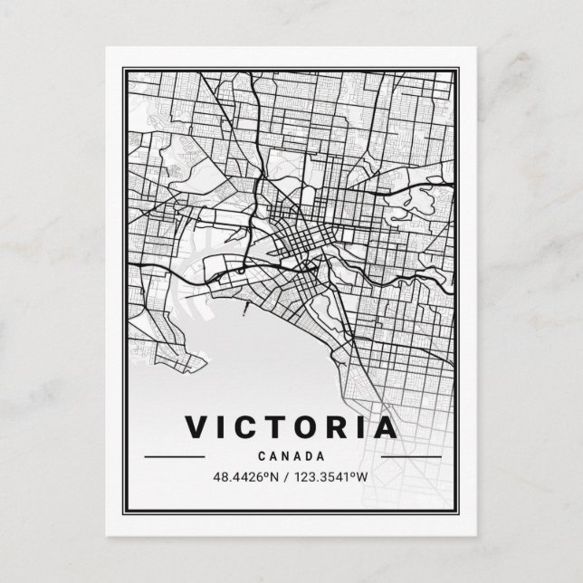 Cartão Postal Mapa de Cidade de Viagem para Victoria British Col (Frente)